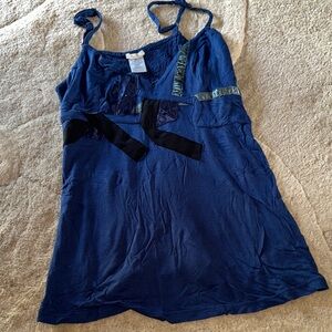 Ecote Navy Blue and black Textured Top with adjustable straps size large